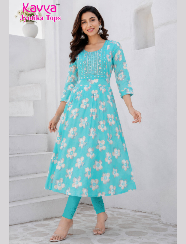 Kavya Jyothika Umberlla Tops with Embroidery Work