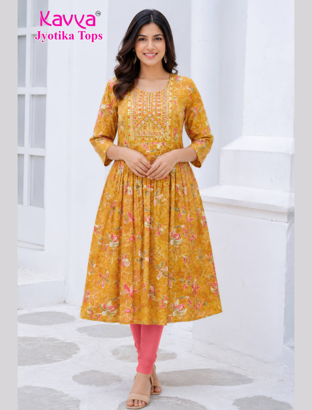 Kavya Jyothika Umberlla Tops with Embroidery Work