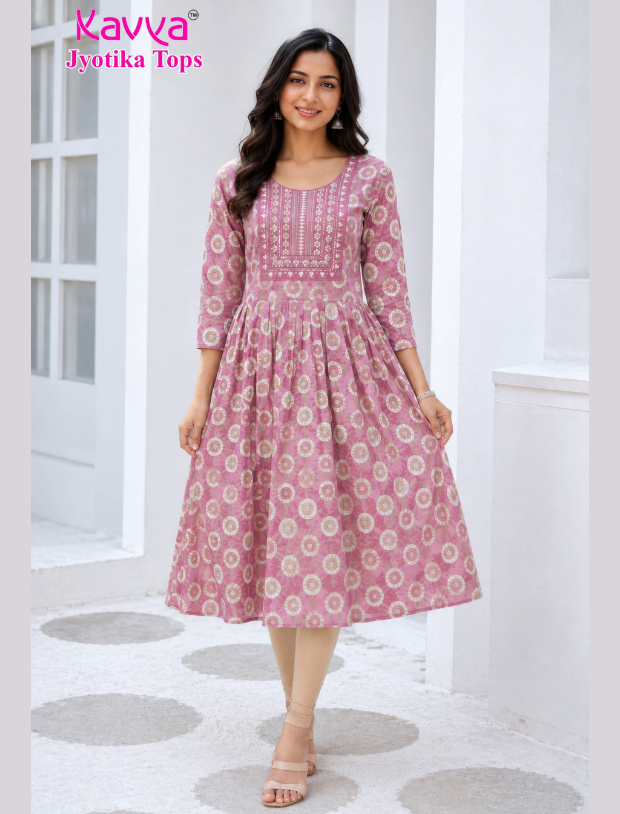 Kavya Jyothika Umberlla Tops with Embroidery Work