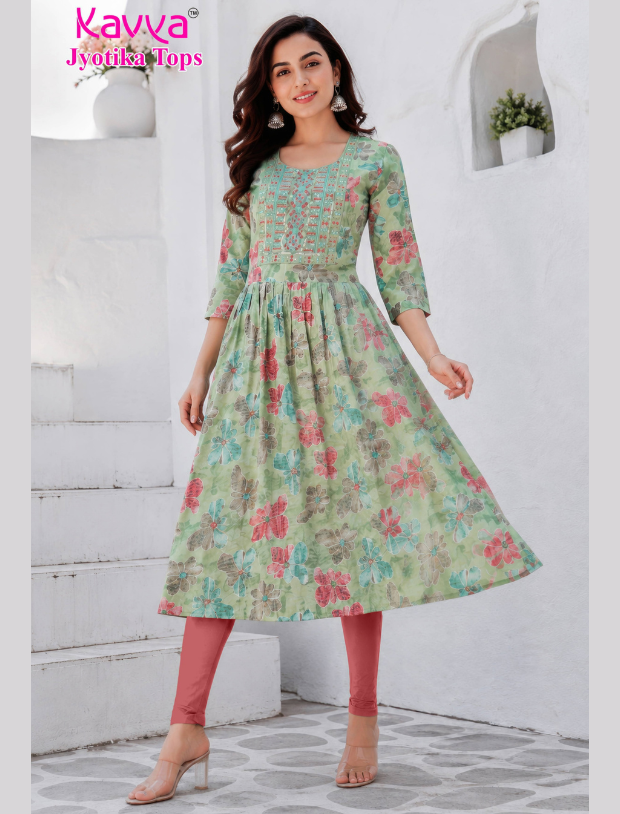Kavya Jyothika Umberlla Tops with Embroidery Work