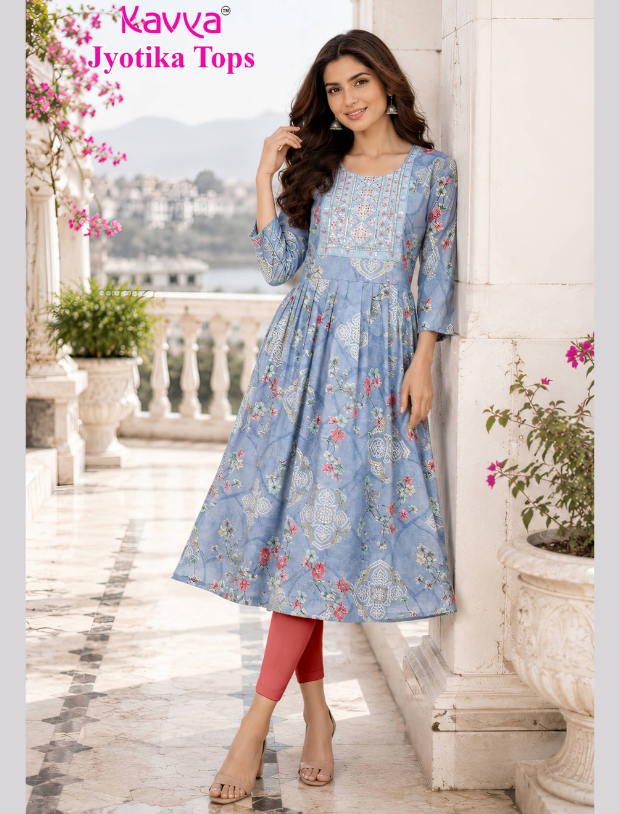 Kavya Jyothika Umberlla Tops with Embroidery Work Main image