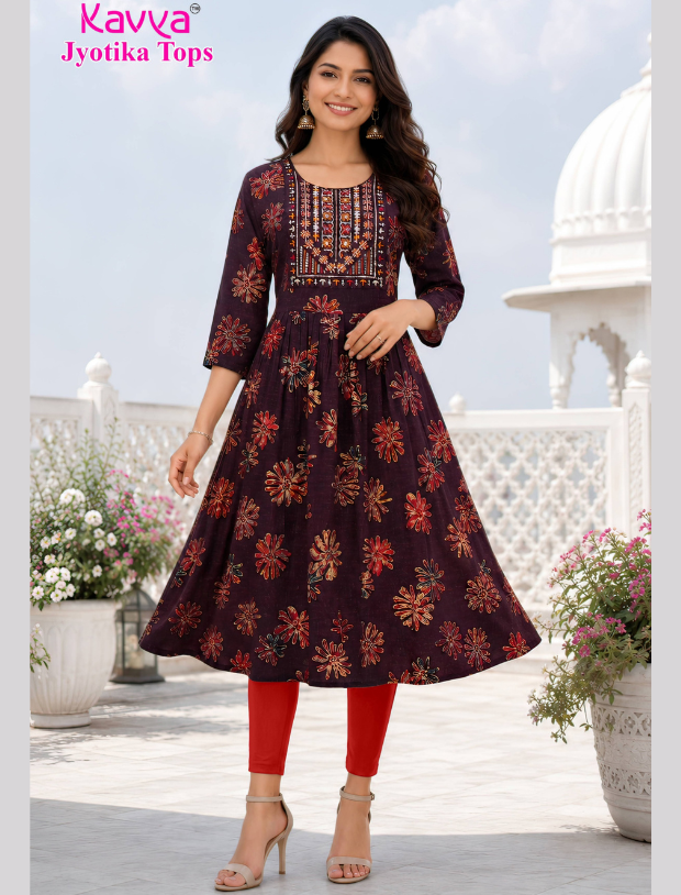 Kavya Jyothika Umberlla Tops with Embroidery Work