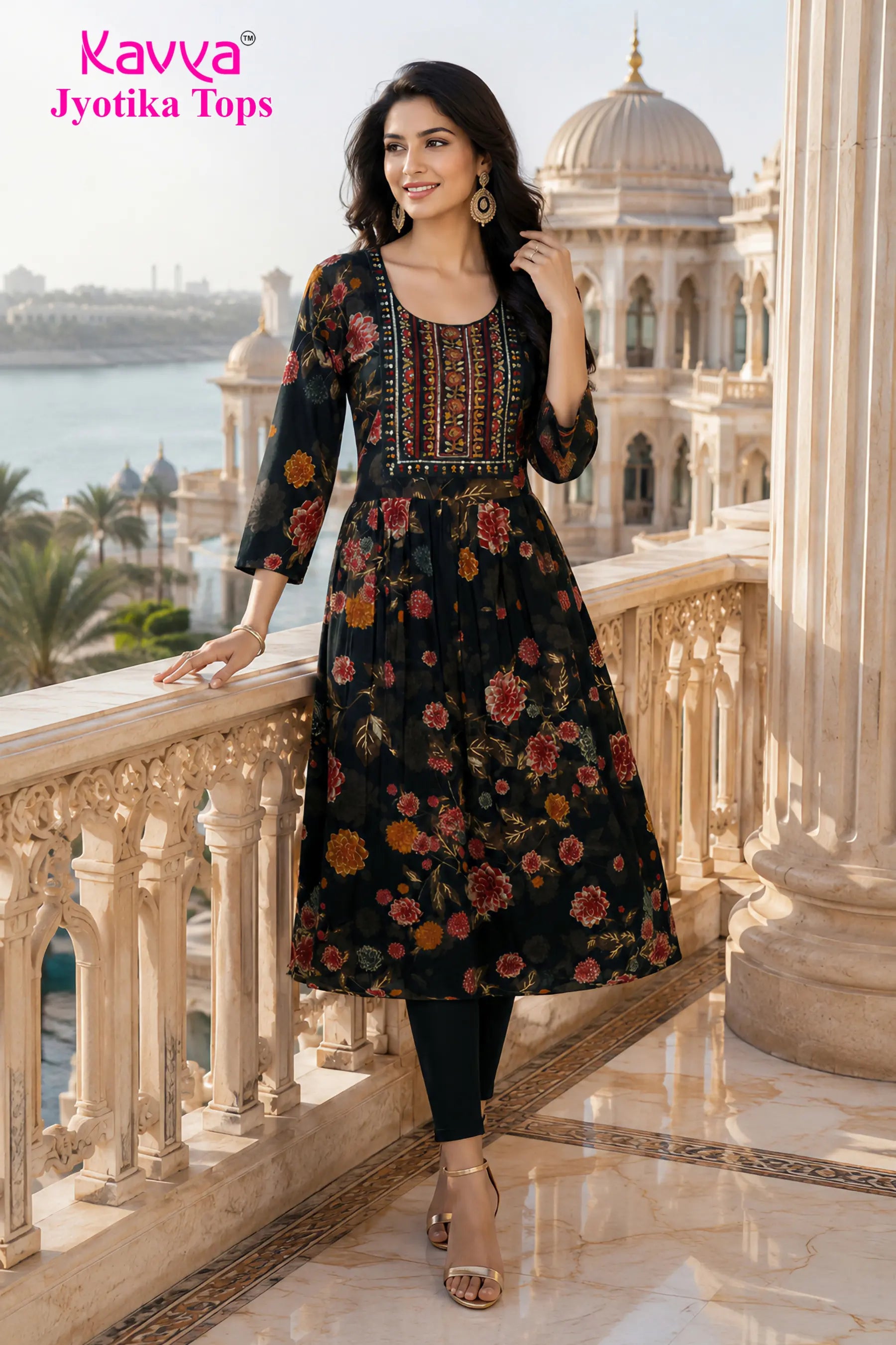Kavya Jyothika Umberlla Tops with Embroidery Work -  KJ31