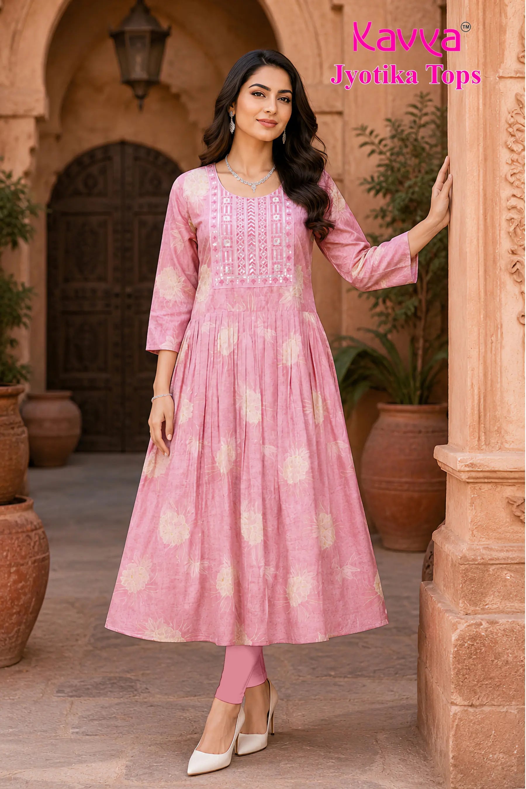 Kavya Jyothika Umberlla Tops with Embroidery Work -  KJ36