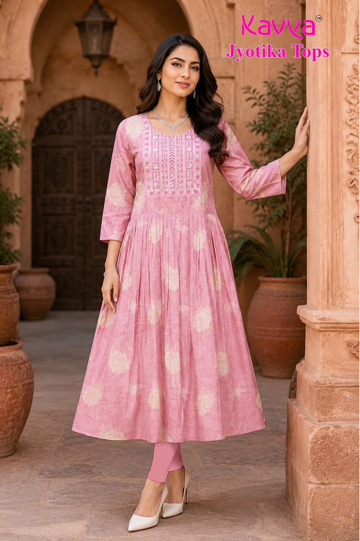 Kavya Jyothika Umberlla Tops with Embroidery Work -  KJ36