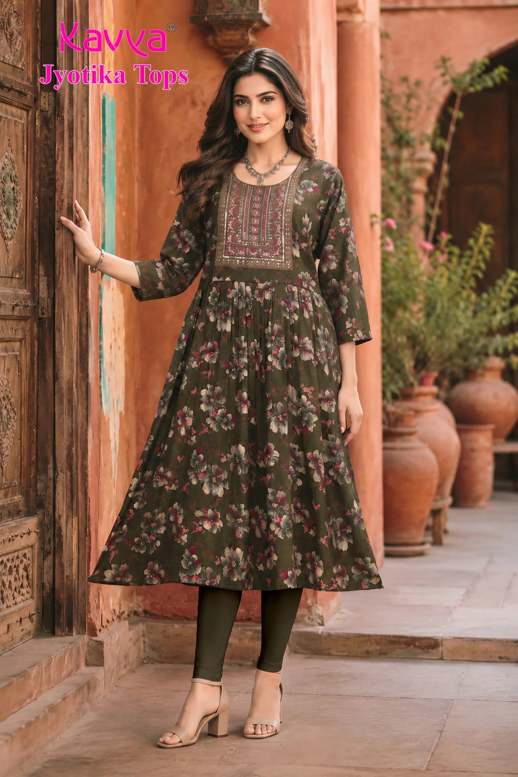 Kavya Jyothika Umberlla Tops with Embroidery Work -  KJ41