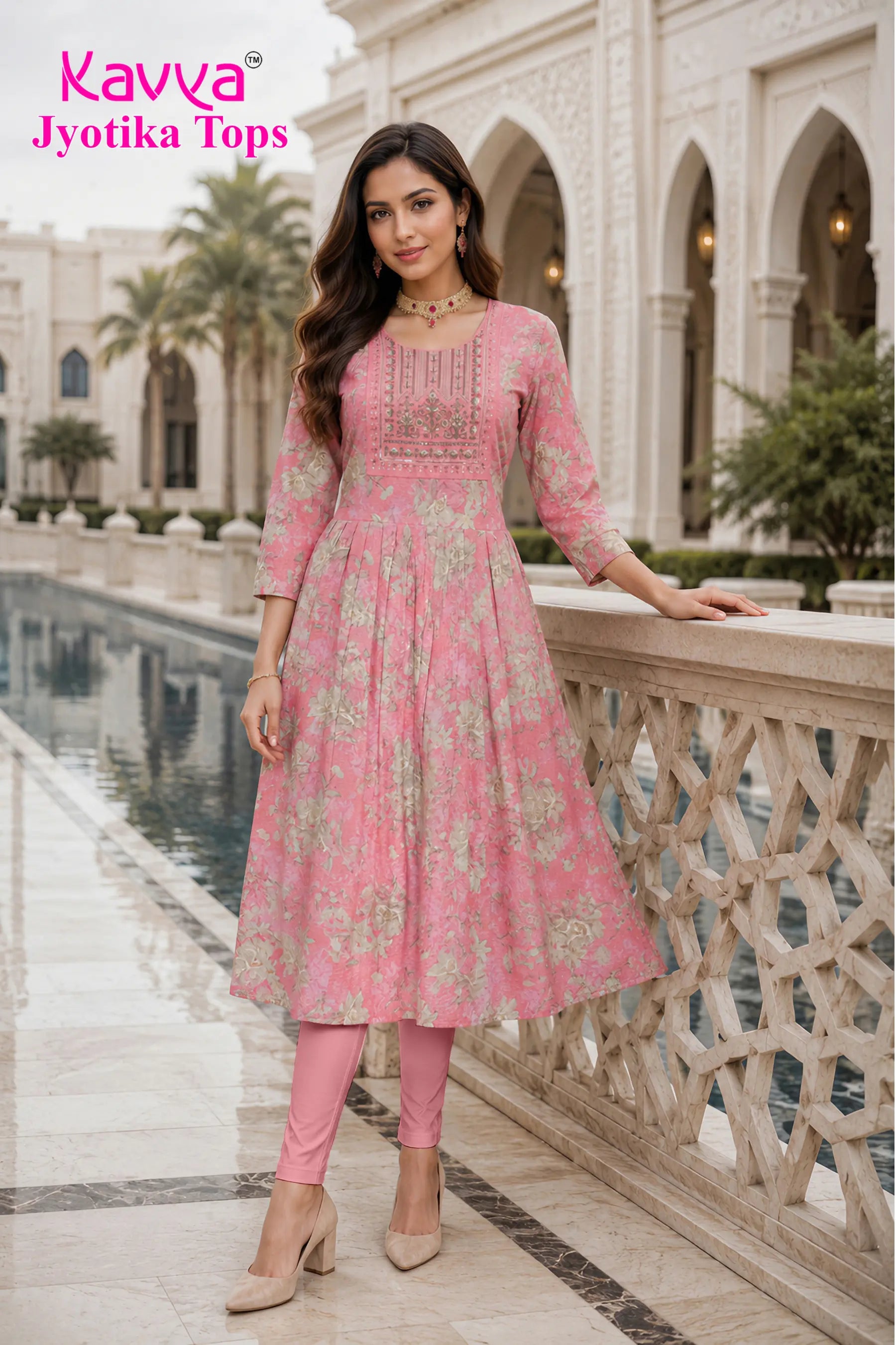 Kavya Jyothika Umberlla Tops with Embroidery Work -  KJ42