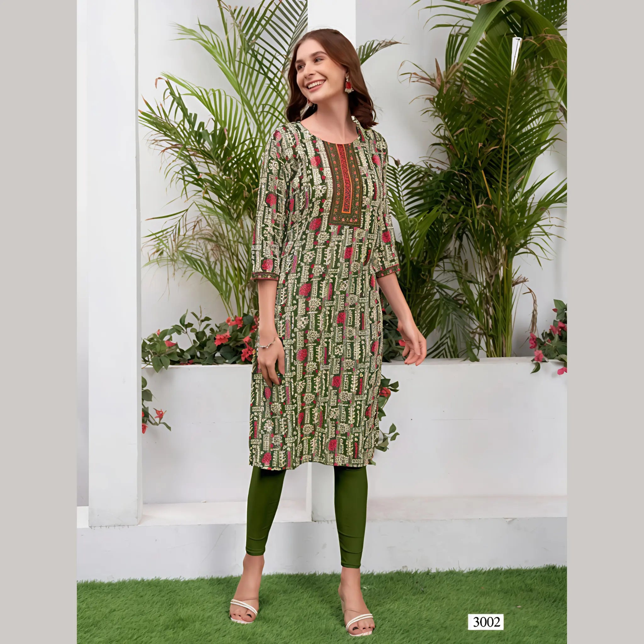 Liva Certified  Rayon kurti with Embroidery Work - MZ3002
