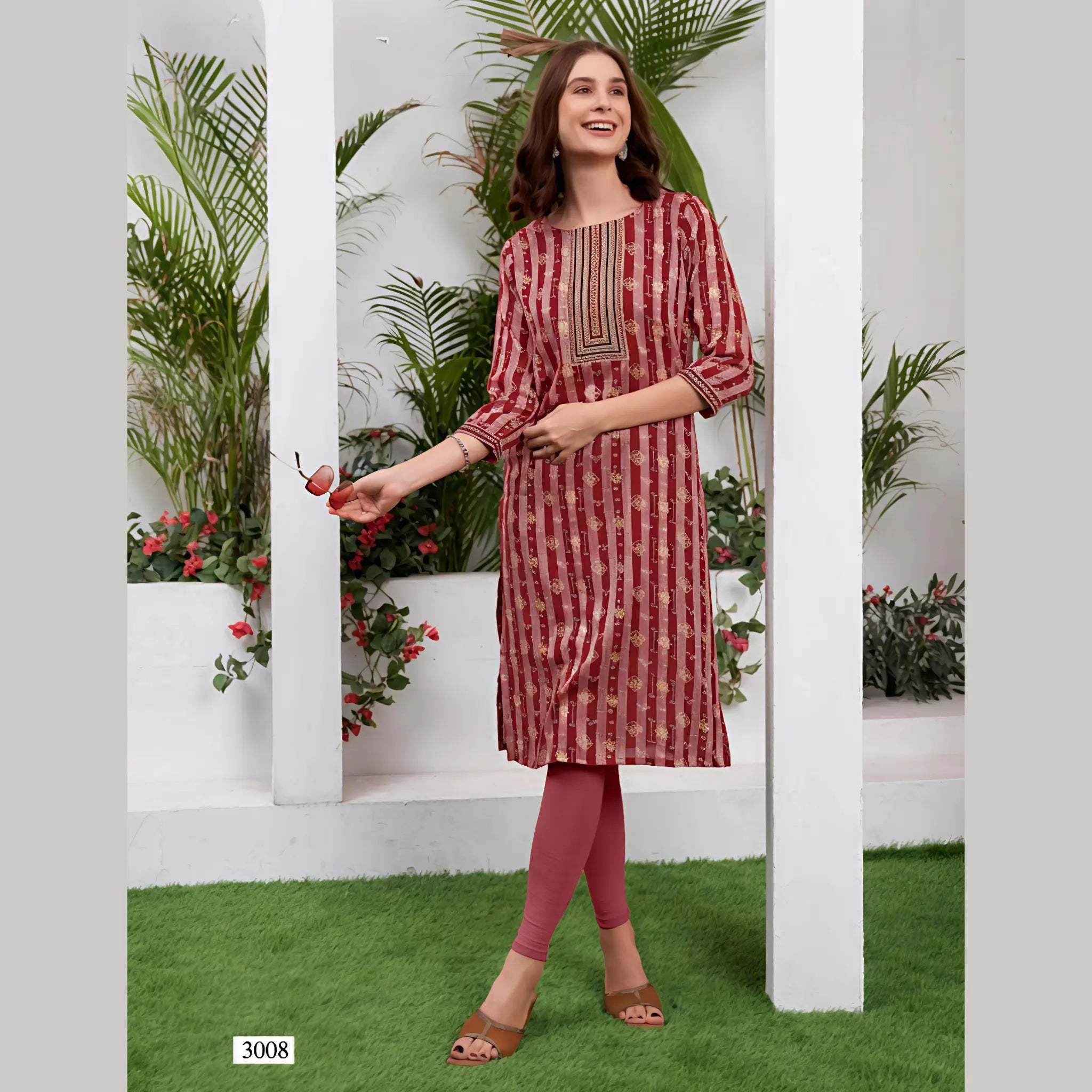 Liva Certified  Rayon kurti with Embroidery Work - MZ3008