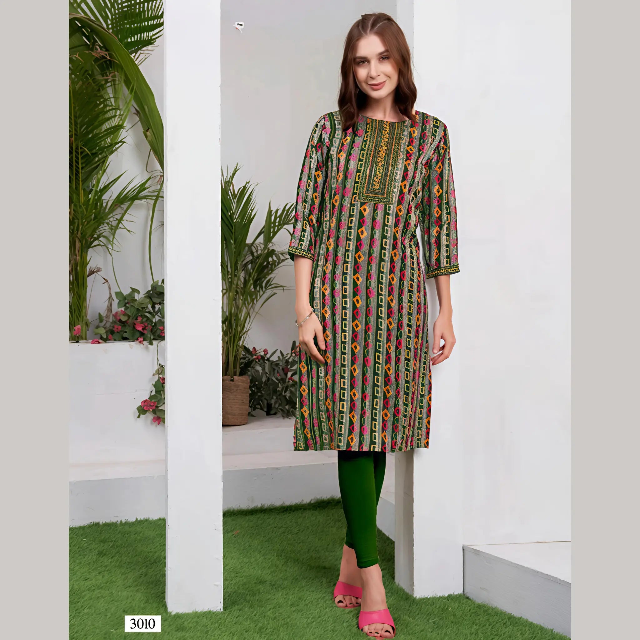Liva Certified  Rayon kurti with Embroidery Work - MZ3010