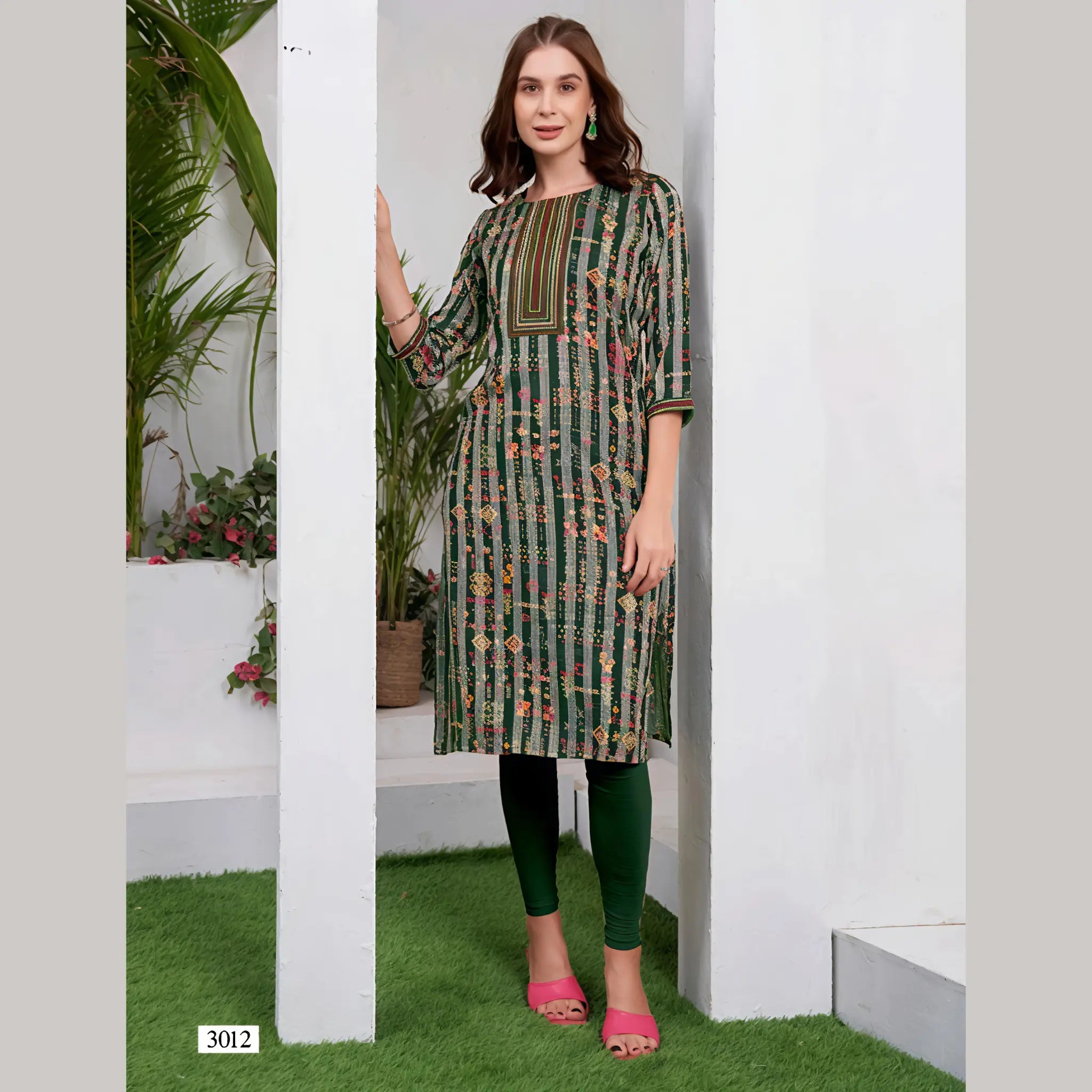 Liva Certified  Rayon kurti with Embroidery Work - MZ3012 Main image