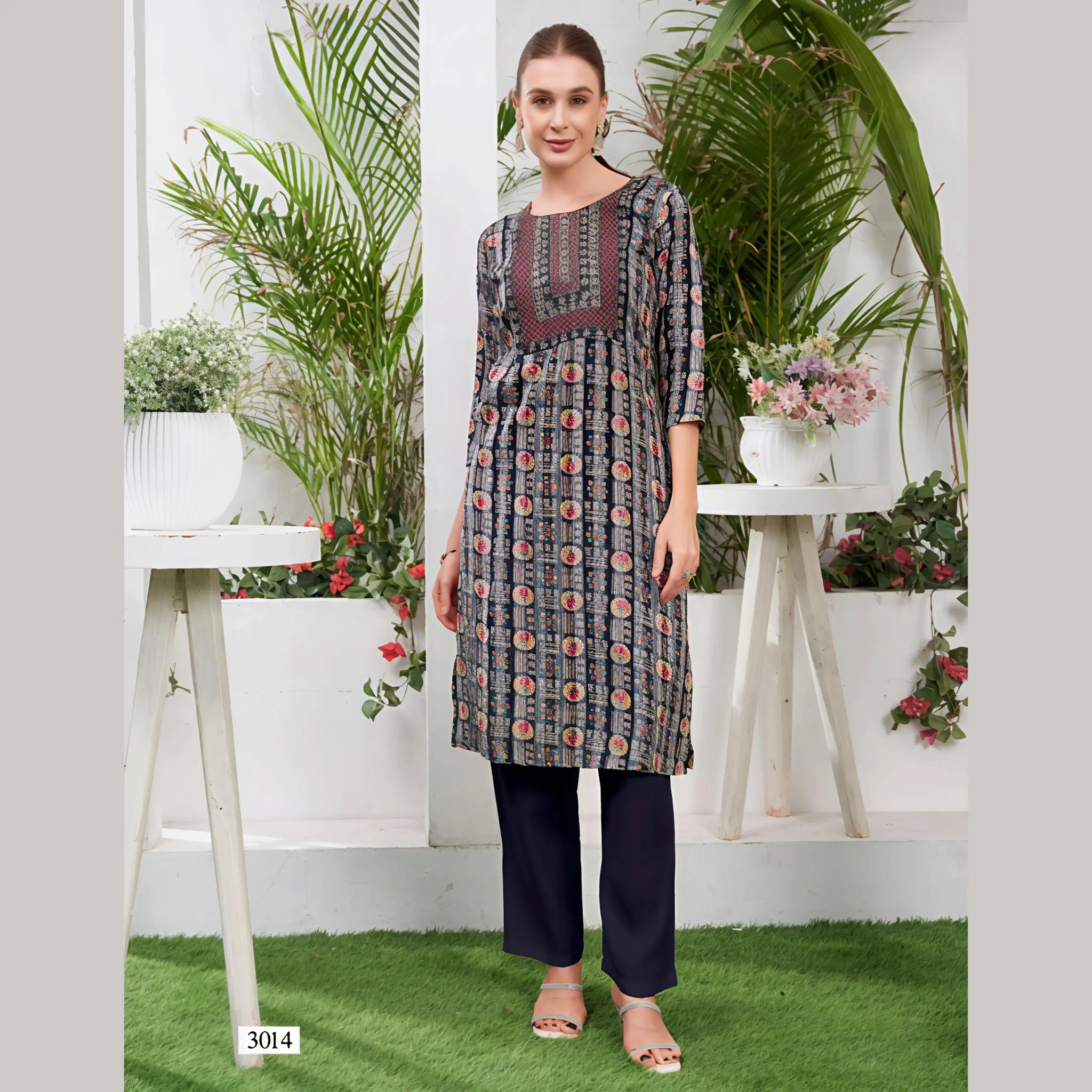 Liva Certified  Rayon kurti with Embroidery Work - MZ3014 Main image