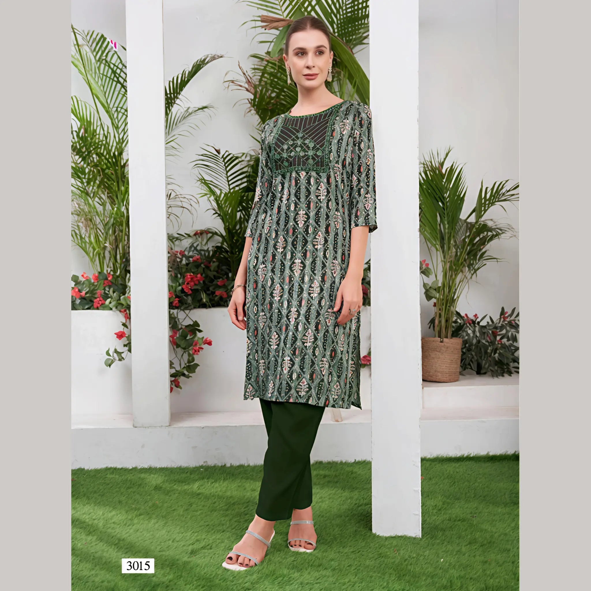 Liva Certified  Rayon kurti with Embroidery Work - MZ3015