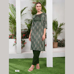 Liva Certified  Rayon kurti with Embroidery Work - MZ3015