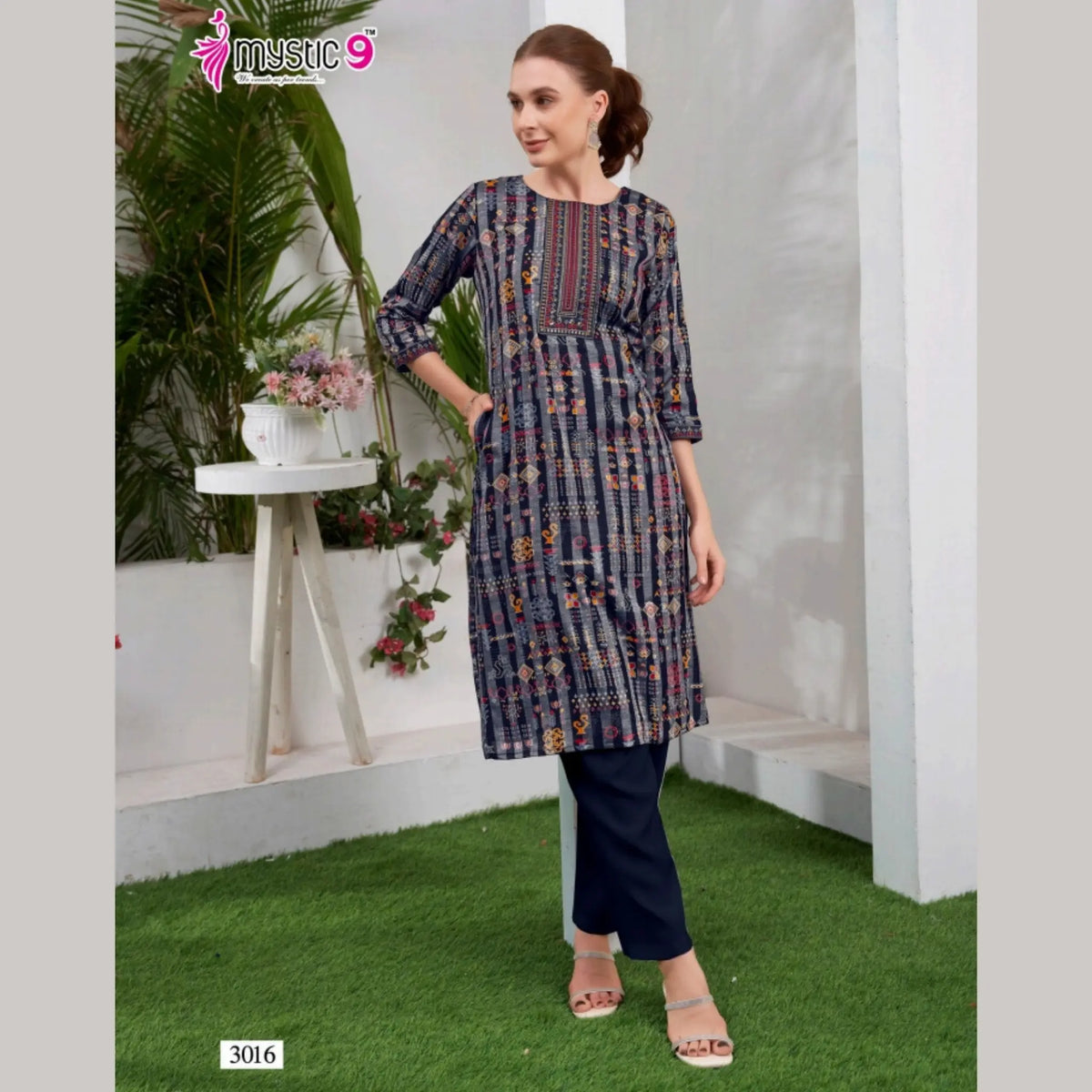 Liva Certified  Rayon kurti with Embroidery Work - MZ3016