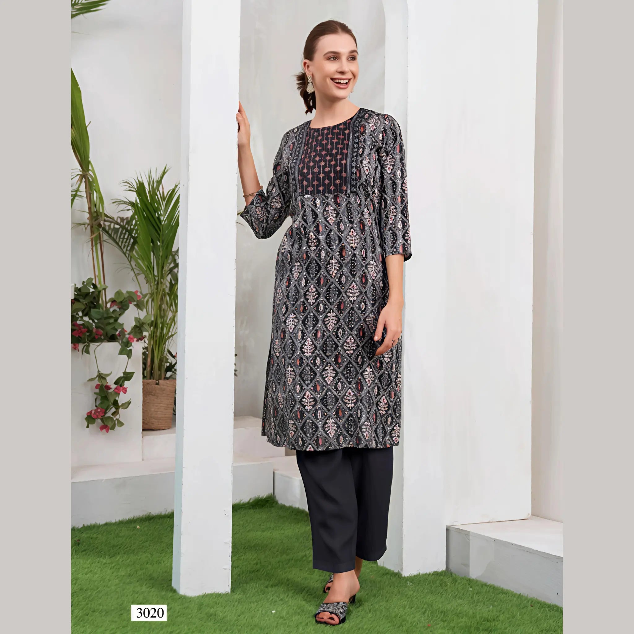 Liva Certified  Rayon kurti with Embroidery Work - MZ3020 Main image