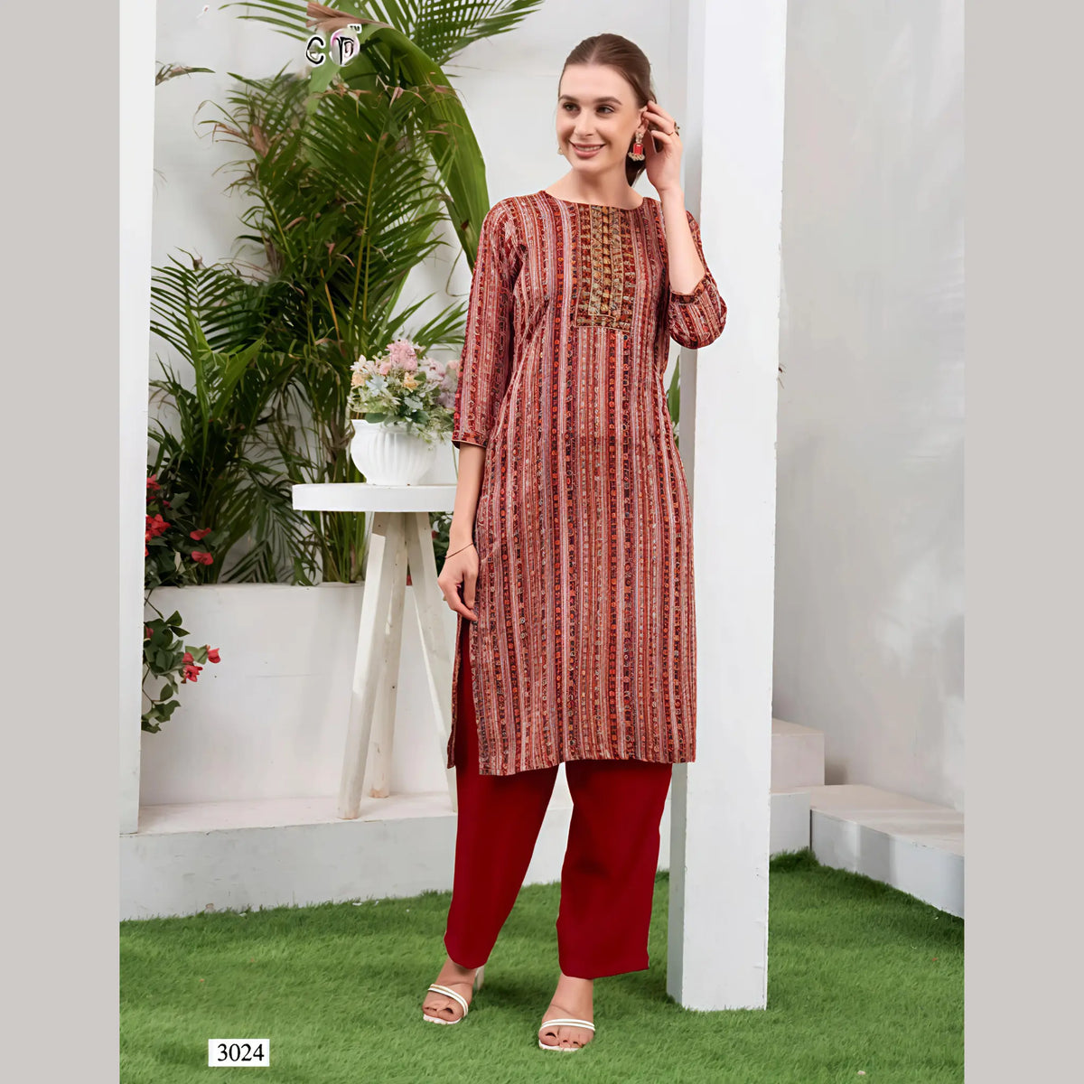 Liva Certified  Rayon kurti with Embroidery Work - MZ3024