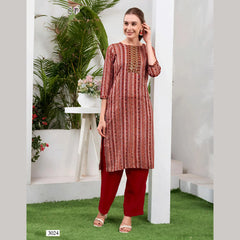 Liva Certified  Rayon kurti with Embroidery Work - MZ3024