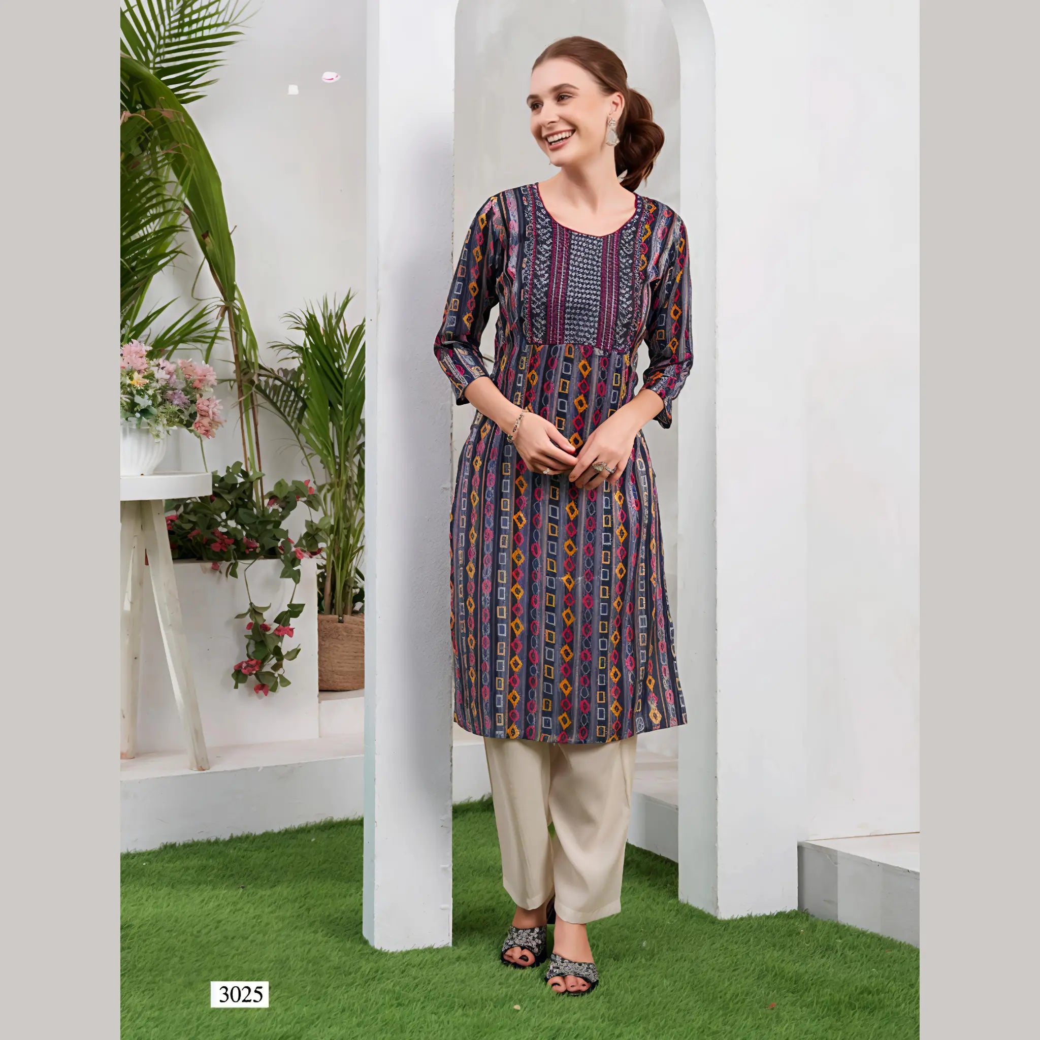 Liva Certified  Rayon kurti with Embroidery Work - MZ3025 Main image