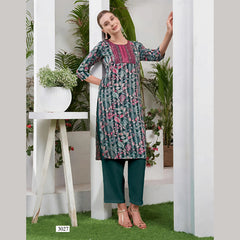 Liva Certified  Rayon kurti with Embroidery Work - MZ3027
