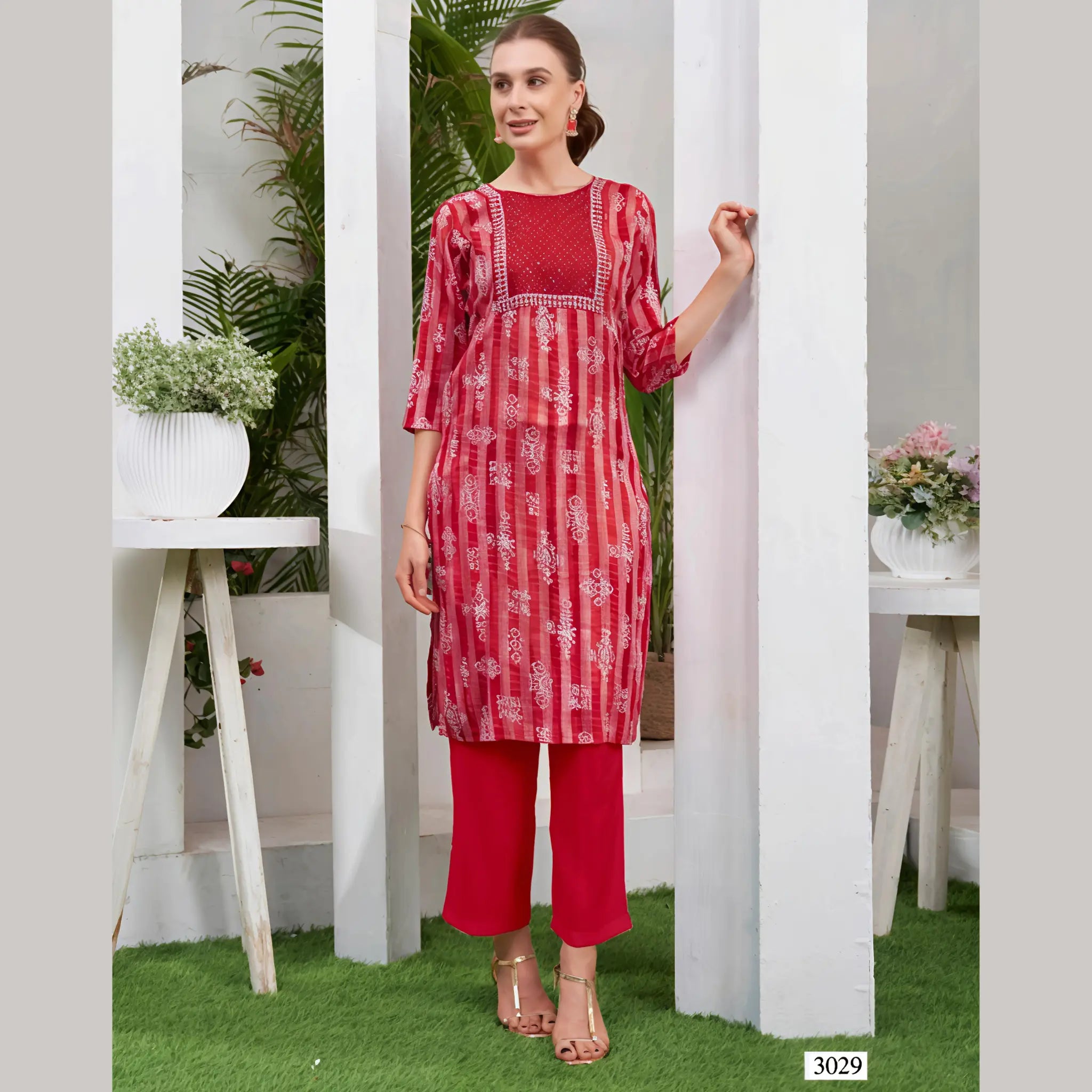 Liva Certified  Rayon kurti with Embroidery Work - MZ3029