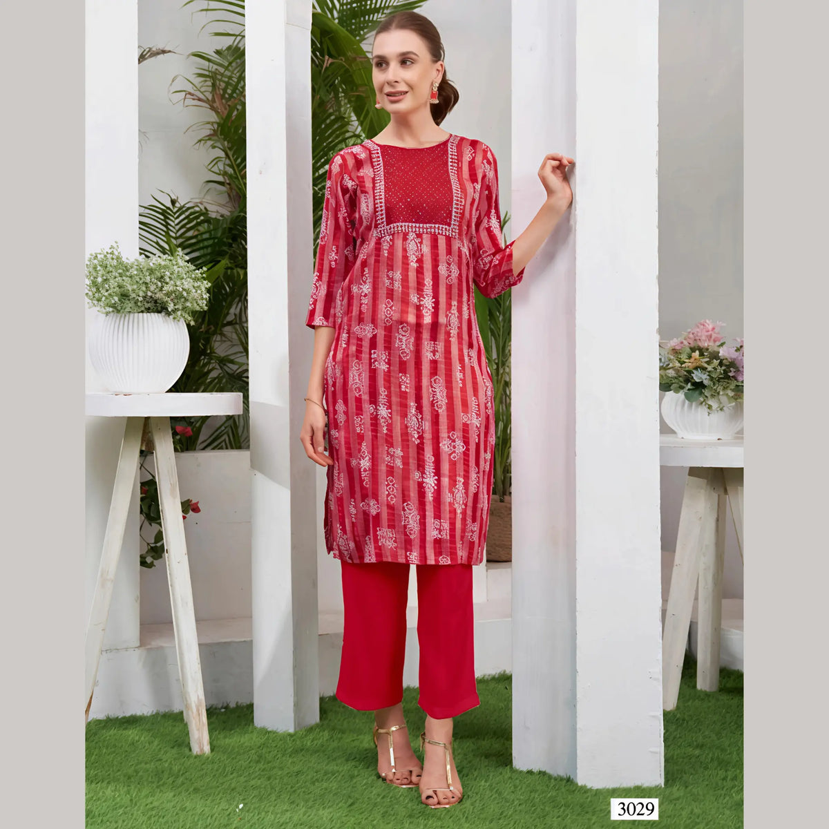 Liva Certified  Rayon kurti with Embroidery Work - MZ3029