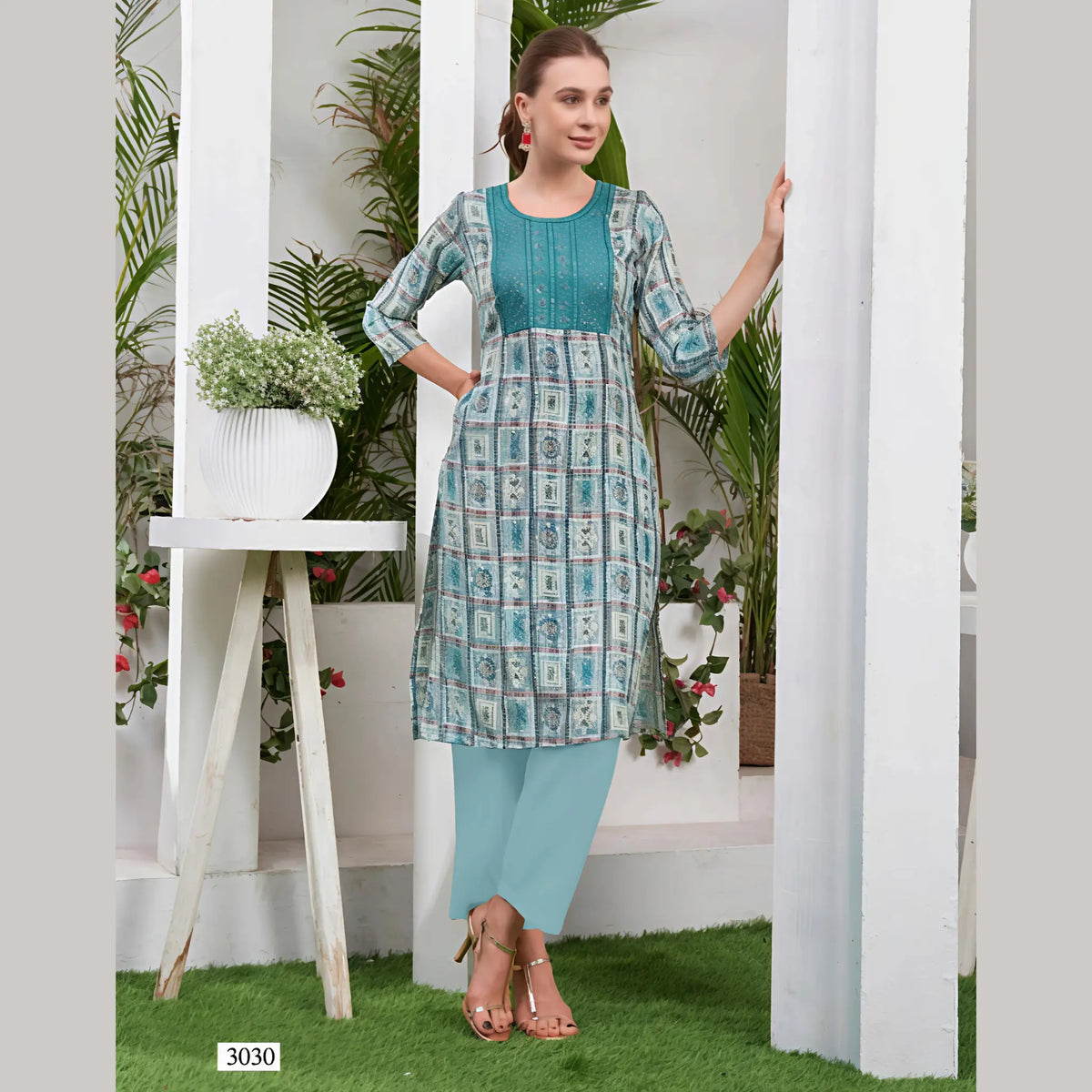 Liva Certified  Rayon kurti with Embroidery Work - MZ3030