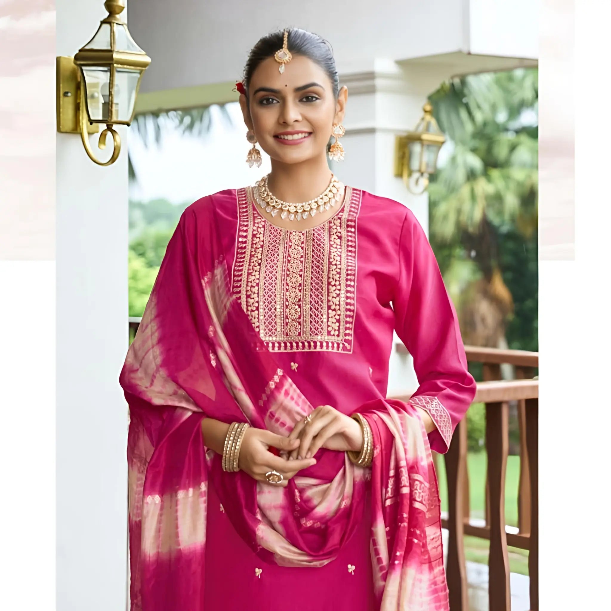Luxury Vertican Fabric Embroidered Suit with Zari Sequence Dupatta for Women