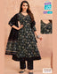 MCM Black Floral Cotton Anarkali Readymade Salwar Suit Set