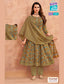 MCM Mustard Floral Cotton Anarkali Readymade Salwar Suit Set