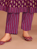 MCM Purple Cotton Anarkali Readymade Salwar Suit Set