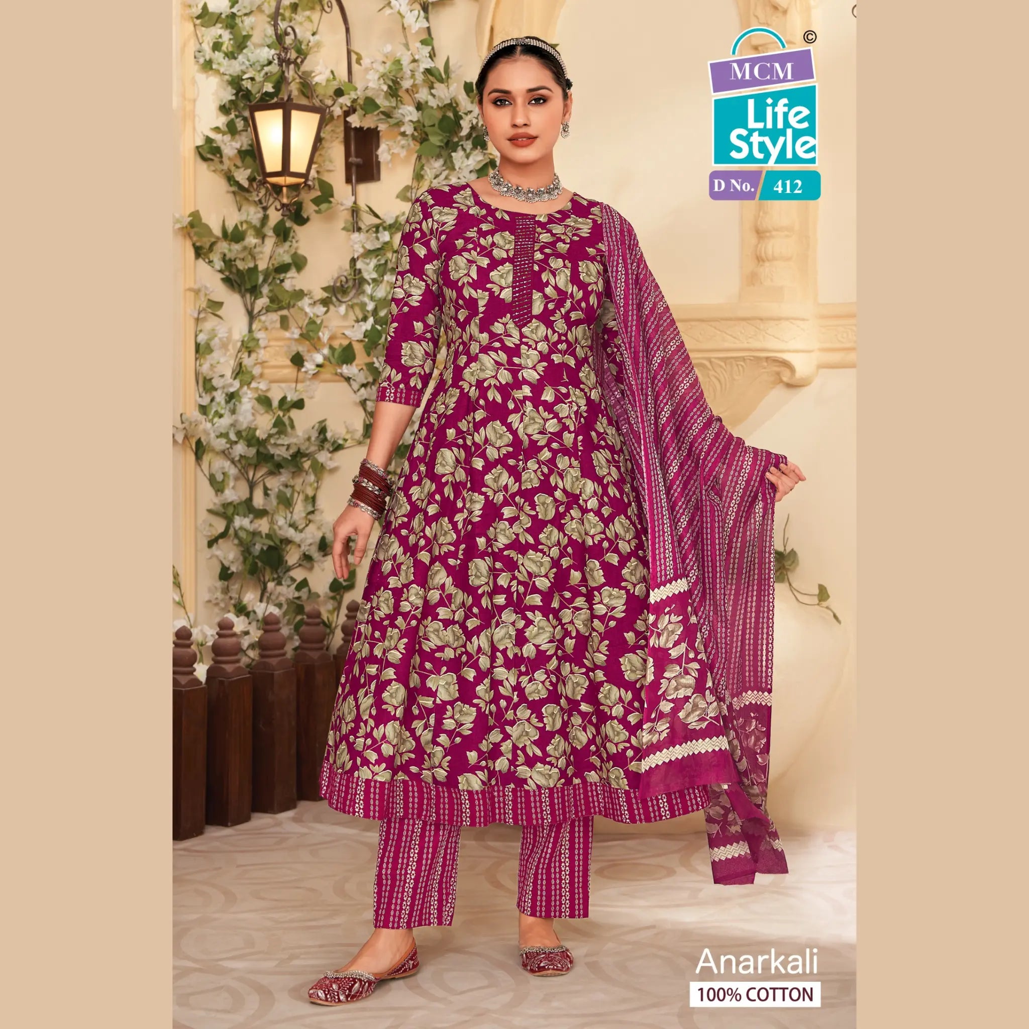 MCM Anarkali Pure Cotton Readymade Salwar 412 Main image