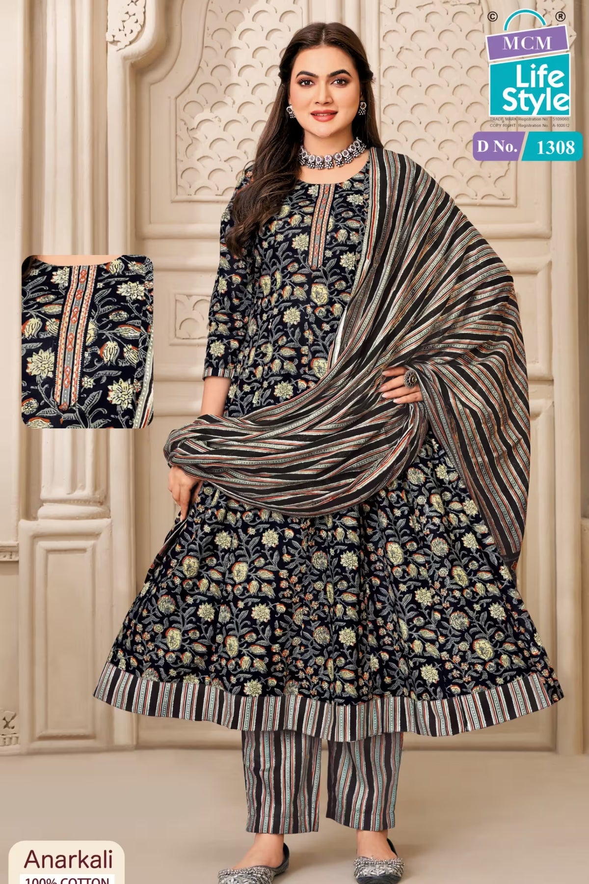 MCM Life Style 1308 Cotton Floral Print Anarkali Suit | Bavis Clothing Main image
