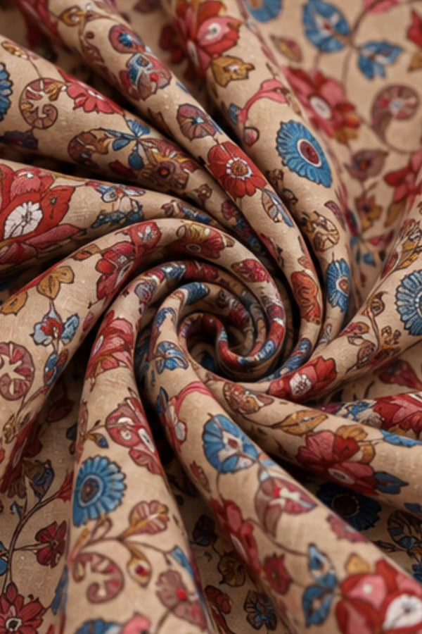Fabric Detail - MCM Life Style 1309 100% Cotton Printed Anarkali Salwar Suit – Cream & Rust | Bavis Clothing