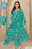 MCM Life Style 1313 Cotton Floral Print Anarkali Suit – Teal Green | Bavis Clothing