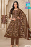 MCM Life Style 1314 Cotton Floral Print Anarkali Suit – Brown | Bavis Clothing