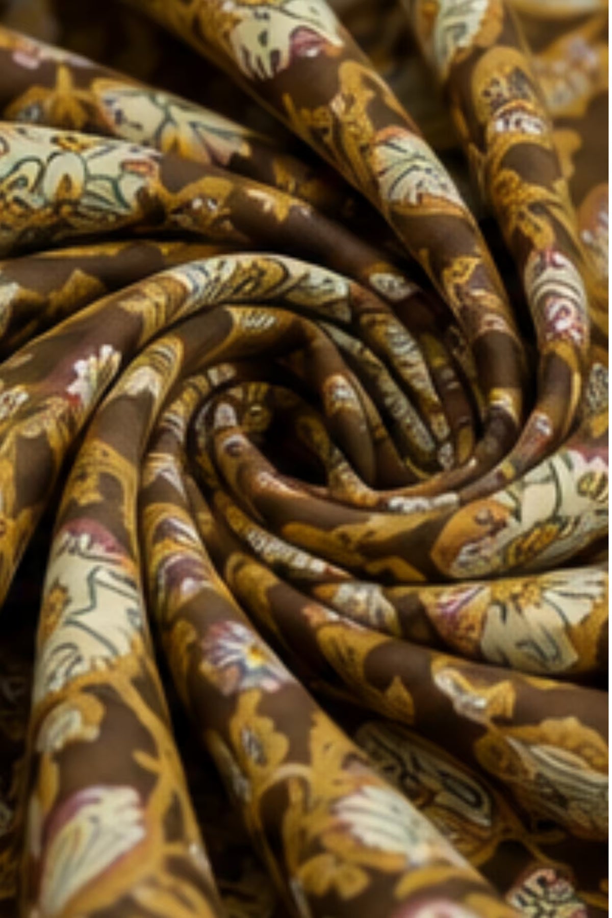 Fabric Details - MCM 1307 100% Cotton Floral Print Anarkali Salwar Suit – Olive Brown | Bavis Clothing
