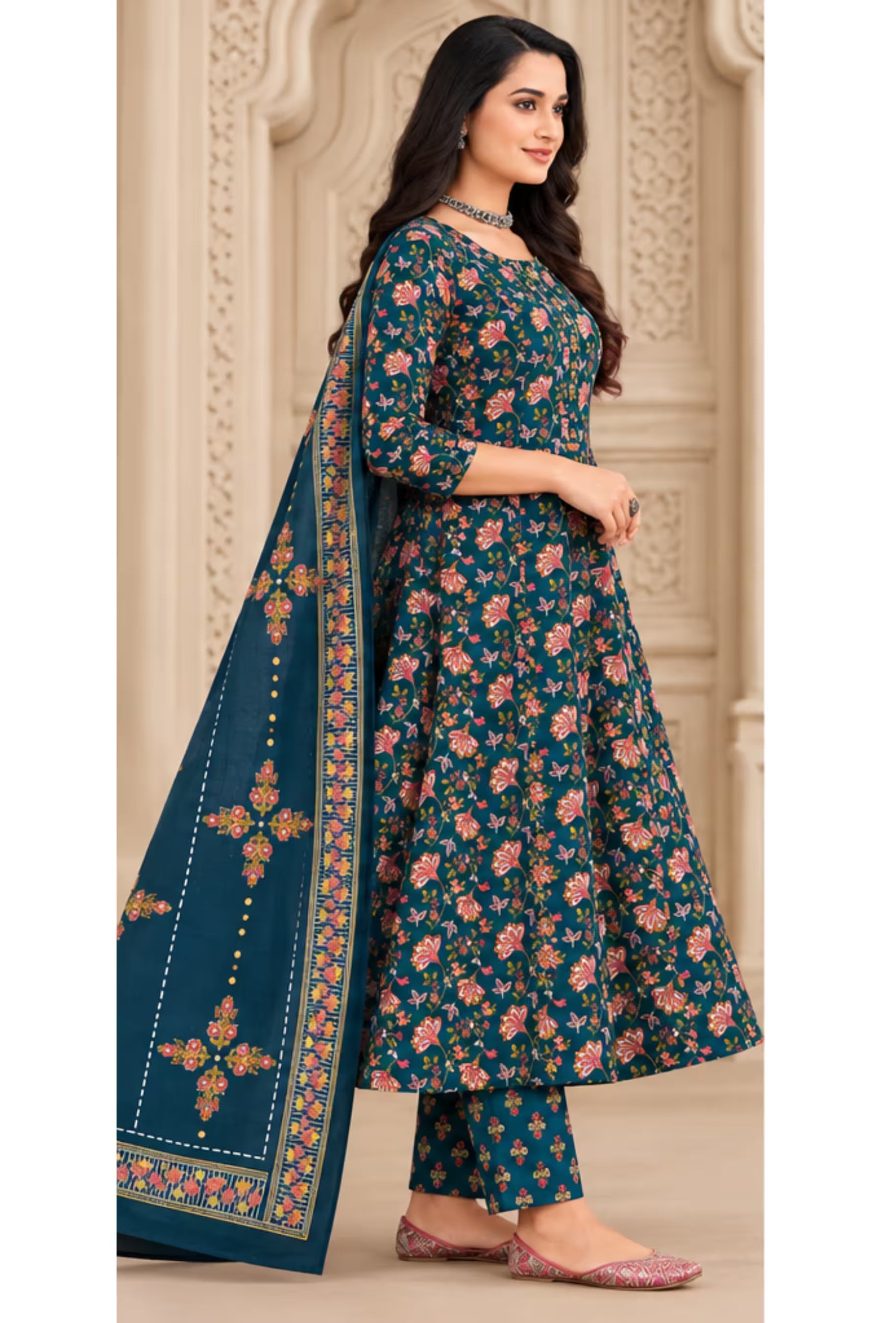 MCM Anarkali Cotton Readymade Salwar Suit Set - MCM1306 Secondary image