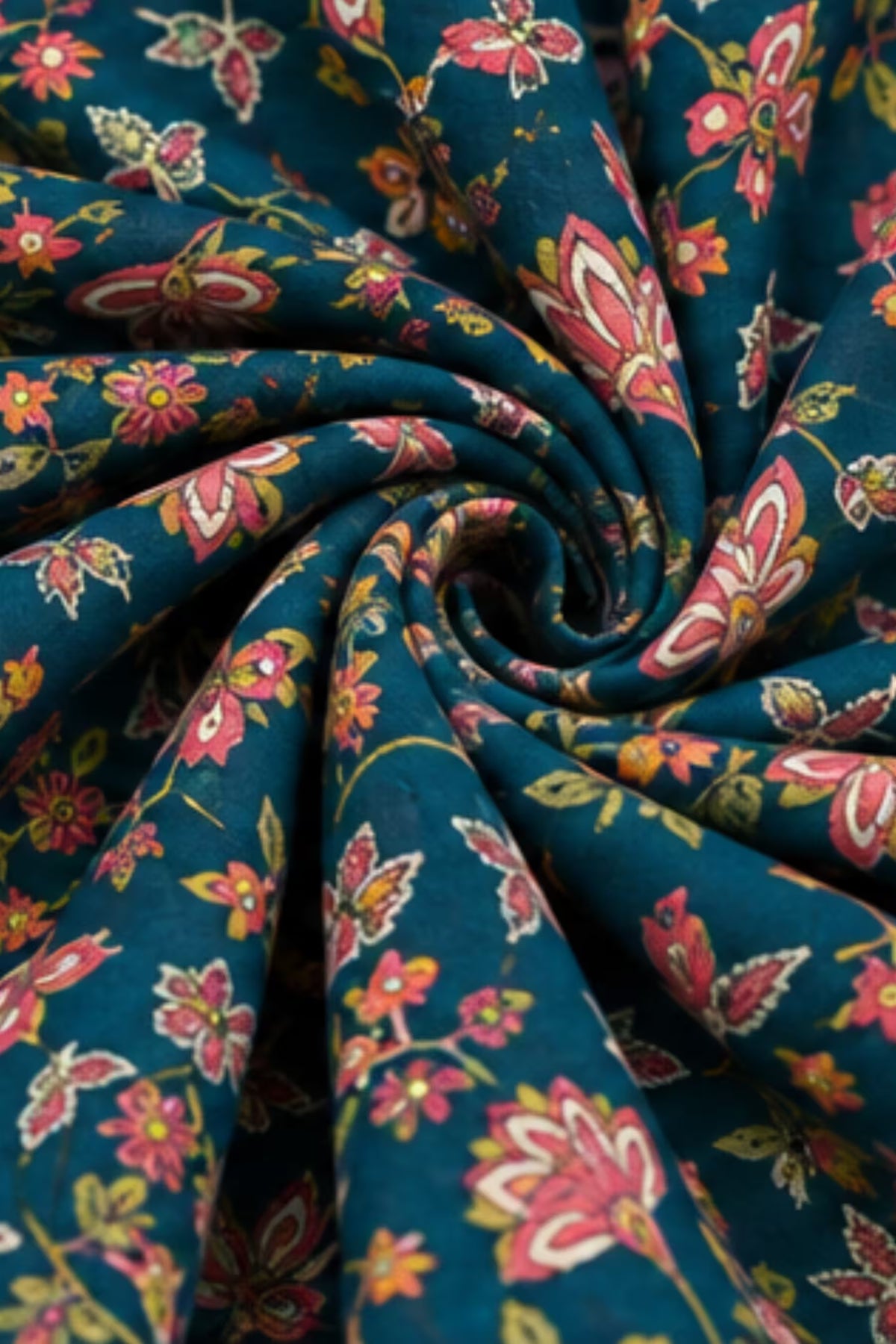 Fabric Detail - MCM Life Style 1306 100% Cotton Printed Anarkali Salwar Suit – Teal Blue | Bavis Clothing