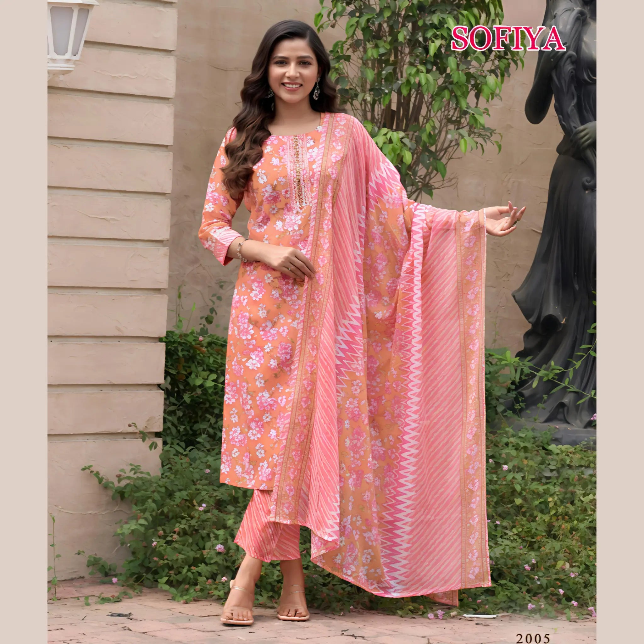 Mystic 9 Sofiya Volume 2 Design Number 2005 Cambric Cotton Kurti Set