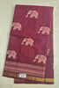 Maroon Elephant Print Cotton Saree with Plain Blouse Soft Daily Wear Women's Saree