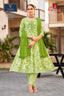 Mehndi Green Floral Anarkali Suit with Embroidered Yoke & Sequence Work Dupatta - Ganpati Geetanjali - 221 | Bavis Clothing