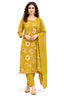Mustard Yellow Floral Print Kurta Pant Set with Striped Dupatta for Women | Bavis Clothing