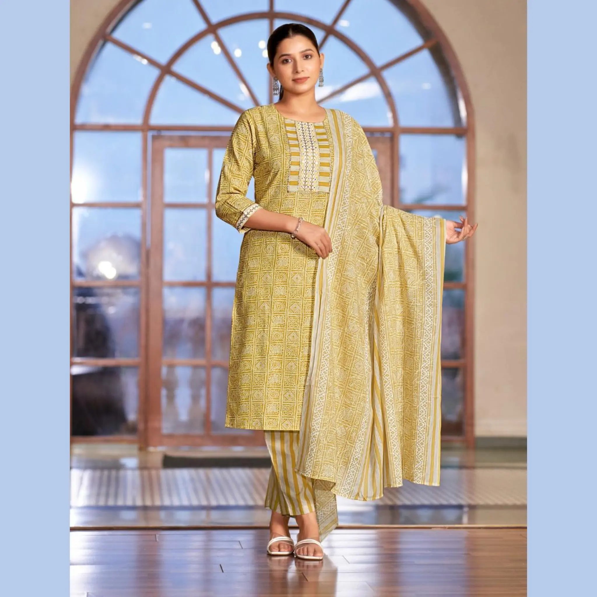 Mystic 9 - Sofiya - Light Mehandi Green  Cotton Salwar Suit - Straight Pant - 1004 Main image