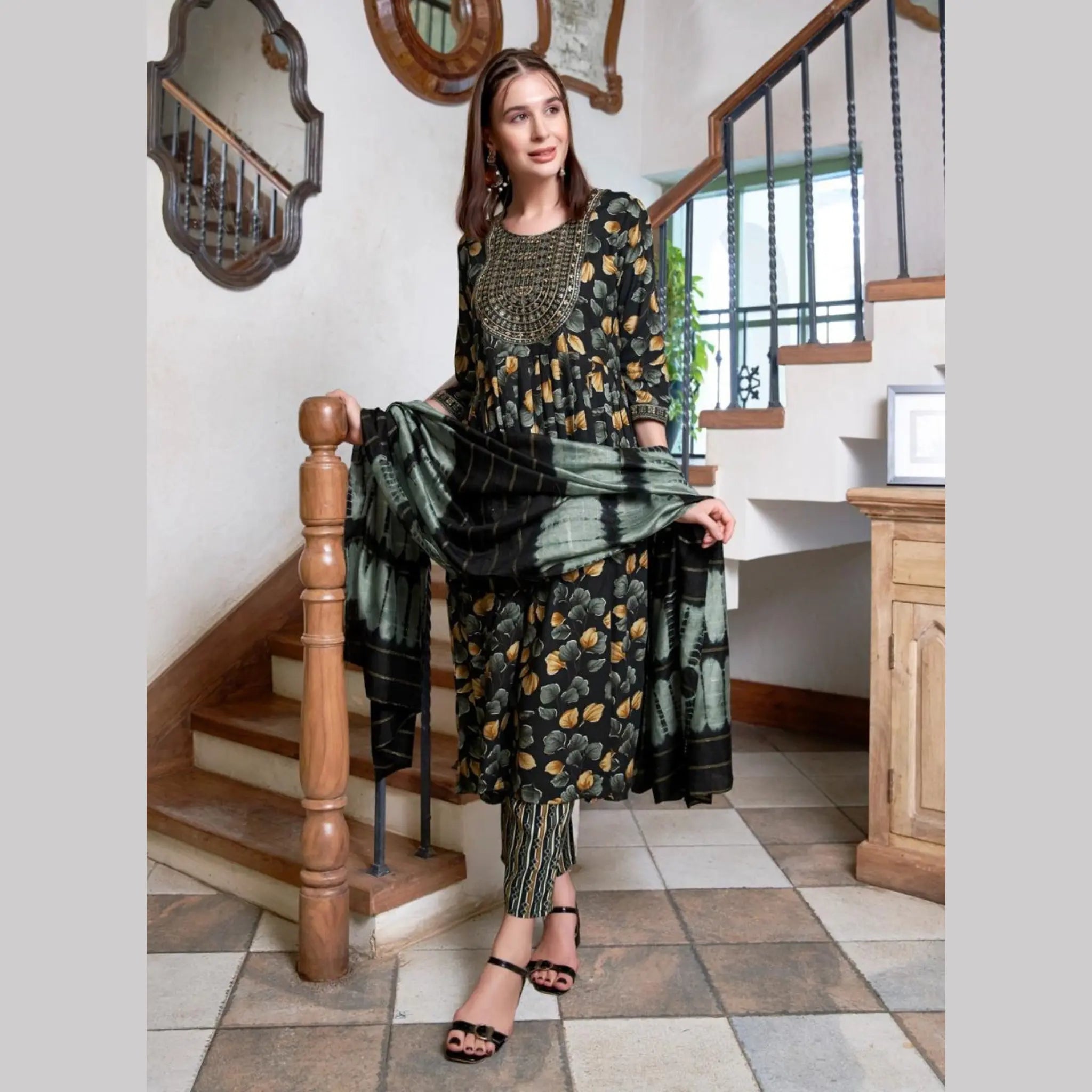 Mystic 9 Shanaya - Black Umbrella Cut Salwar Suit-4003 Main image
