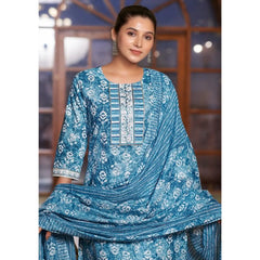 Mystic 9 - Blue Cotton Salwar Suit - Straight Pant - 1008