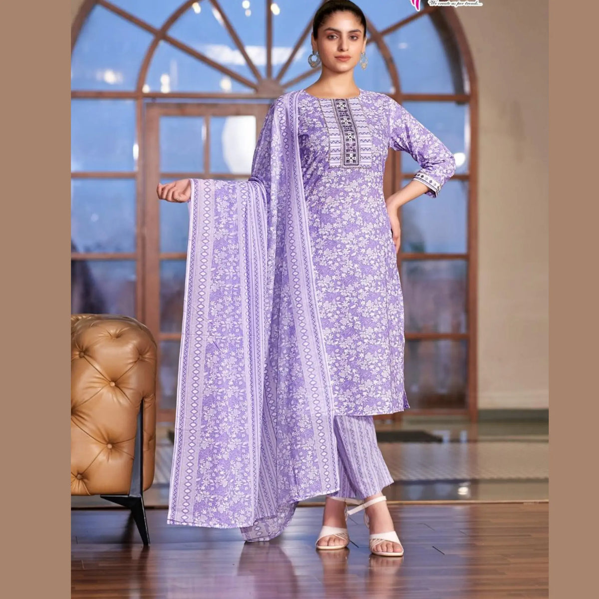 Mystic 9 - Sofiya - Lavender Cotton Salwar Suit - Straight Pant - 1003