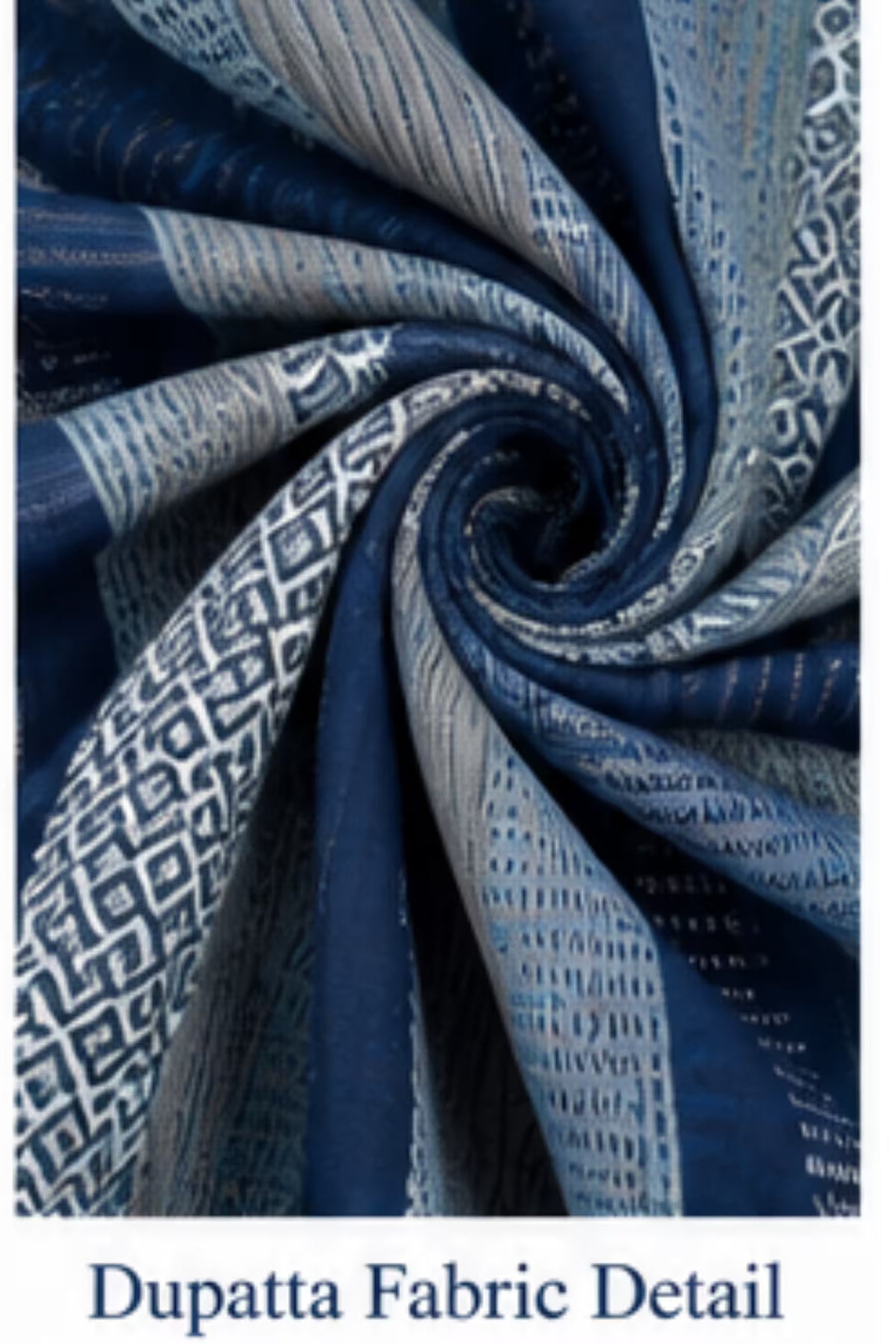 Dupatta Fabric Detail - Navy Blue Cotton Straight Kurta Pant Set with Dupatta | Bavis Clothing