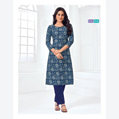 Buy Nile Blue Cotton Kurti with Hand Block Print Online | Best Deals