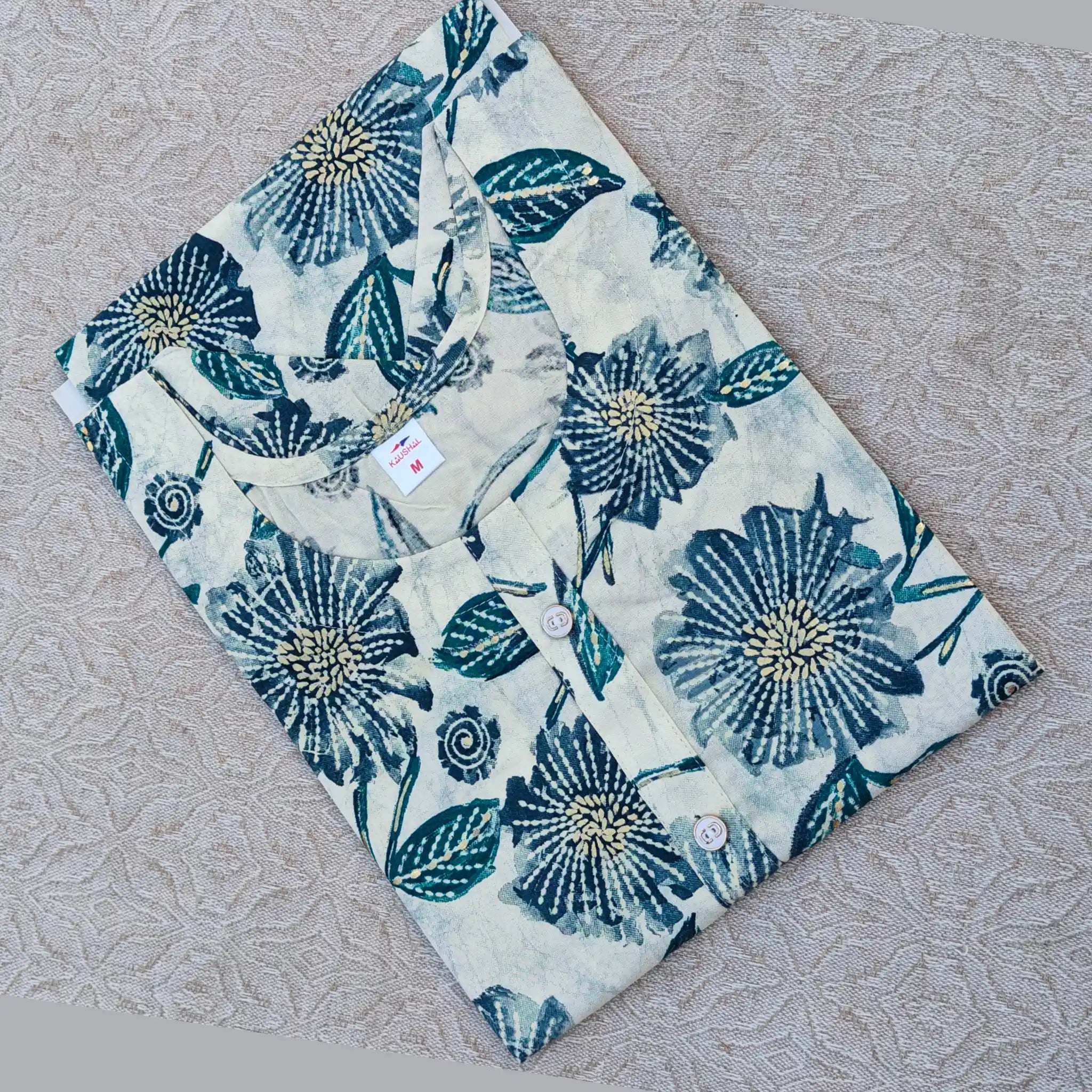 Offwhite Blue Rayon Short tops with Fancy Button Main image